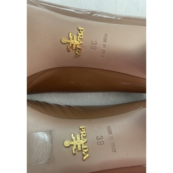 Prada Patent Platform Pumps High Heels Size 39 9 Pointed Toe Tan Nude Vintage - Picture 8 of 10